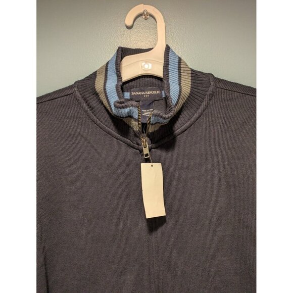 Banana Republic Full Zip Men's Large Blue Warm Sweater Cardigan - Picture 2 of 7